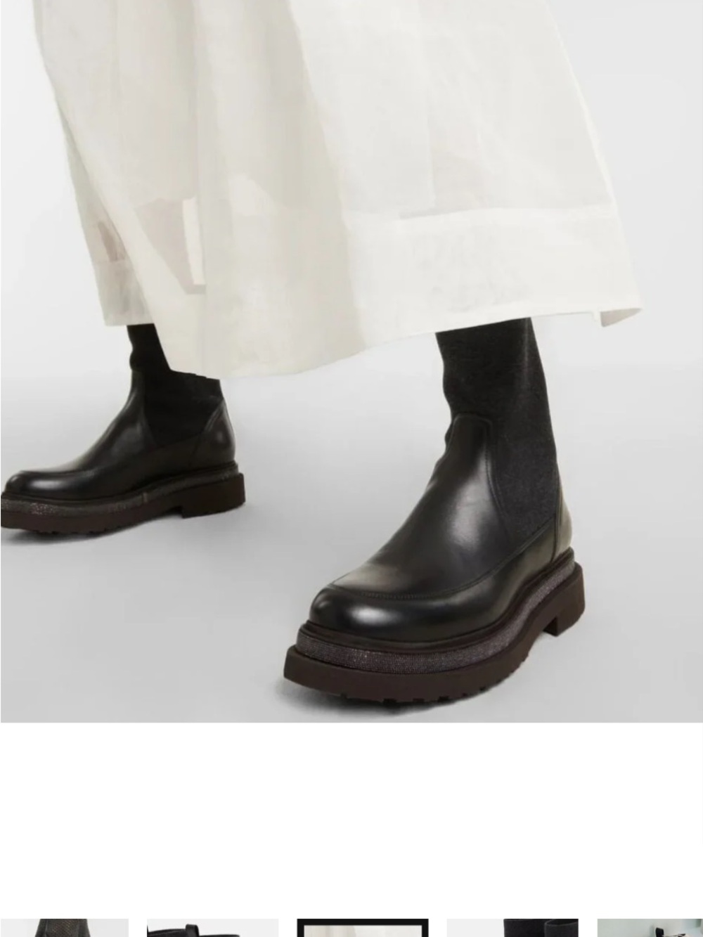 Brunello Cucinelli Black Leather Platform Chelsea Booties